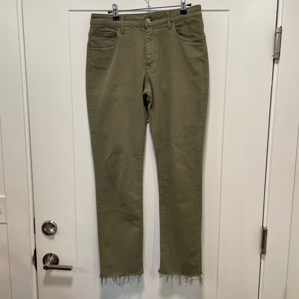 Mavi Viola High Rise Slim Straight Jeans Olive Green Raw Hem Size 31 0340